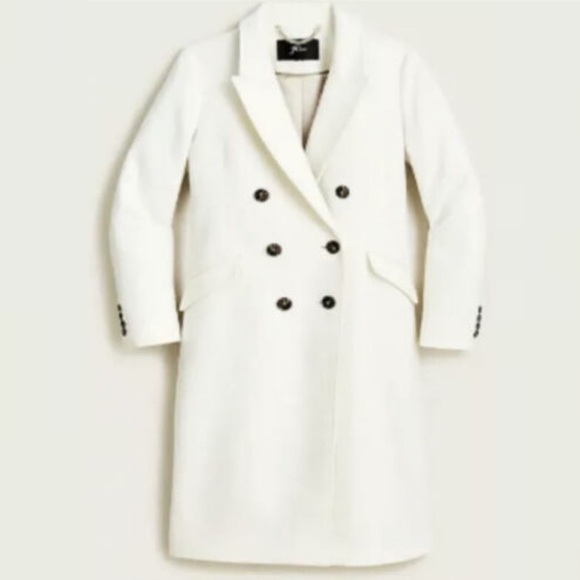 J. Crew Jackets & Blazers - NWOT J. Crew Double-Breasted Topcoat Coat Italian Wool-Cashmere Blend Ivory 16